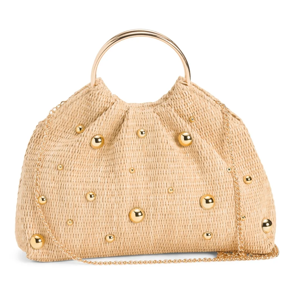 NEW Woven Studded Shoulder Handbag